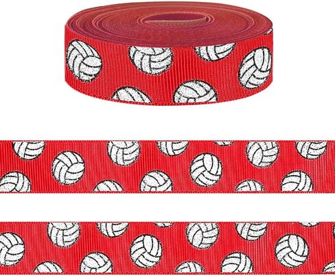 5 Yards Sports Volleyball Ribbon for Crafting Sewing, 7/8 Inch Red Grosgrain Ribbons for Gift Wrapping, Track Field Balls Ribbons for Hair Bow Cheerleader Accessories in Saudi Arabia