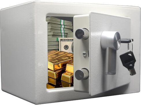 Yuanshikj Steel Safe Box - Key Locked, 0.2 Cubic Ft Small Home Safe for Cash & Jewelry (PINK) in Saudi Arabia