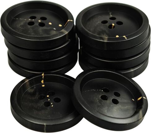 10 Pcs Mixed Sewing Buttons for Blazer, Suit, Coats, Jacket, Overcoat, Winter Coat, Uniform Genuine Natural Horn Buttons Size(1 Inch,Black) in Saudi Arabia