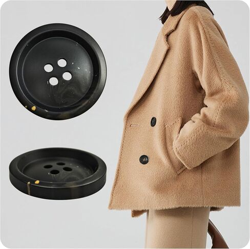 10 Pcs Mixed Sewing Buttons for Blazer, Suit, Coats, Jacket, Overcoat, Winter Coat, Uniform Genuine Natural Horn Buttons Size(1 Inch,Black) in Saudi Arabia