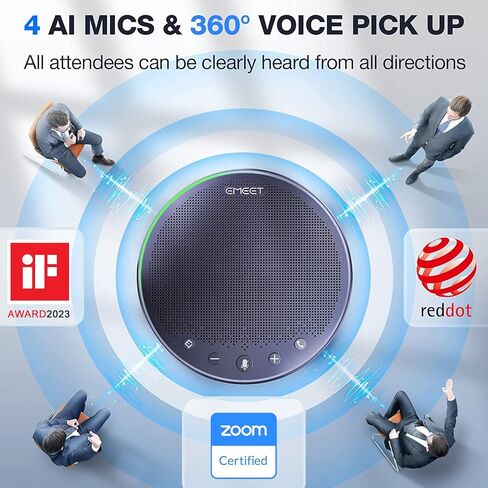 EMEET Bluetooth Speakerphone M3, Zoom Certified 4 AI Mics 360°Voice Pickup 18H Talk Time Conference Speaker and Microphone, USB/Bluetooth Conference Speaker w/Daisy Chain for 20 People for Zoom Teams in Saudi Arabia