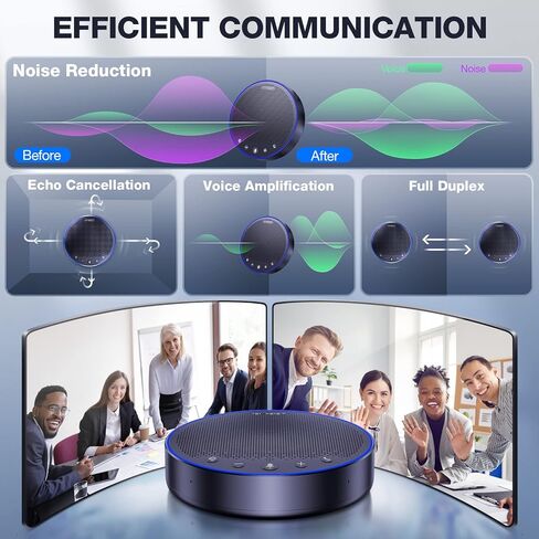 EMEET Bluetooth Speakerphone M3, Zoom Certified 4 AI Mics 360°Voice Pickup 18H Talk Time Conference Speaker and Microphone, USB/Bluetooth Conference Speaker w/Daisy Chain for 20 People for Zoom Teams in Saudi Arabia