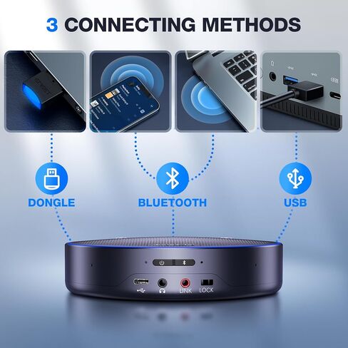 EMEET Bluetooth Speakerphone M3, Zoom Certified 4 AI Mics 360°Voice Pickup 18H Talk Time Conference Speaker and Microphone, USB/Bluetooth Conference Speaker w/Daisy Chain for 20 People for Zoom Teams in Saudi Arabia