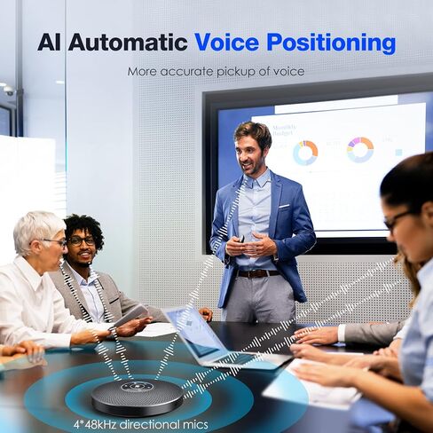 EMEET Bluetooth Speakerphone M3, Zoom Certified 4 AI Mics 360°Voice Pickup 18H Talk Time Conference Speaker and Microphone, USB/Bluetooth Conference Speaker w/Daisy Chain for 20 People for Zoom Teams in Kuwait