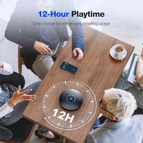 EMEET Bluetooth Speakerphone M3, Zoom Certified 4 AI Mics 360°Voice Pickup 18H Talk Time Conference Speaker and Microphone, USB/Bluetooth Conference Speaker w/Daisy Chain for 20 People for Zoom Teams in Kuwait
