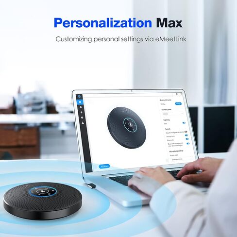 EMEET Bluetooth Speakerphone M3, Zoom Certified 4 AI Mics 360°Voice Pickup 18H Talk Time Conference Speaker and Microphone, USB/Bluetooth Conference Speaker w/Daisy Chain for 20 People for Zoom Teams in Kuwait