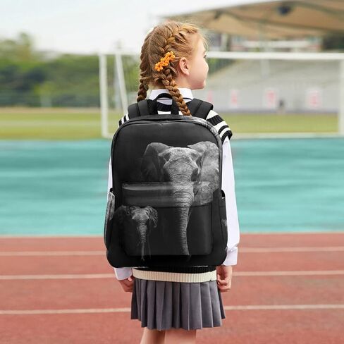 Fustylead Elephant and Baby Elephant Backpack School Laptop Bag Bookbag for Boys Girls Students Daypack Picnic Travel in Kuwait