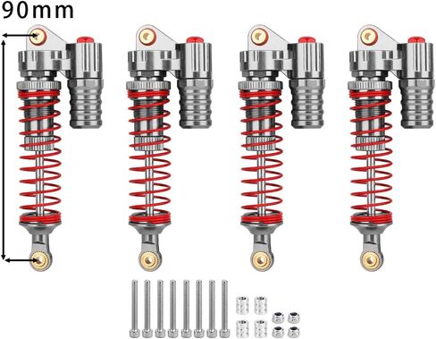 Aluminum Adjustable Piggyback Shock Absorber Oil Damper for Axial SCX10 Capra Wraith TRX4 TRX6 D90 1/10 RC Crawler Upgrade Parts (titanium, 120mm) in Kuwait