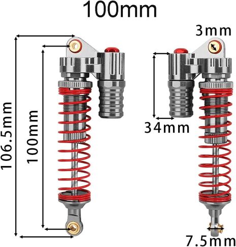 Aluminum Adjustable Piggyback Shock Absorber Oil Damper for Axial SCX10 Capra Wraith TRX4 TRX6 D90 1/10 RC Crawler Upgrade Parts (titanium, 120mm) in Kuwait