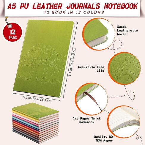 Taobary 24 PCS A5 PU Leather Journals Bulk Contlulful Tree Cloy Notebook Soft Pu Leather Cover محكم الكتابة للكتابة لكتابة أعمال مدرسة Office (ألوان مختلطة) in Saudi Arabia