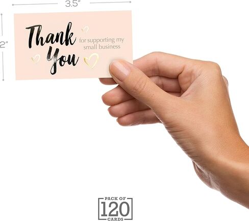 easykart labels 120 Thank You For Supporting My Small Business Cards, Gold Foil Business Card Size 3.5" x2", Thank You Cards for Online Retail Shop, Small Business, Customer Package Inserts in Saudi Arabia