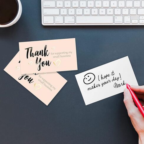 easykart labels 120 Thank You For Supporting My Small Business Cards, Gold Foil Business Card Size 3.5" x2", Thank You Cards for Online Retail Shop, Small Business, Customer Package Inserts in Saudi Arabia