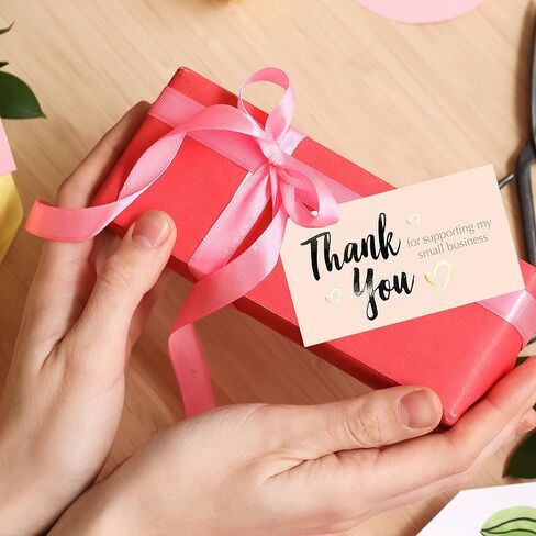 easykart labels 120 Thank You For Supporting My Small Business Cards, Gold Foil Business Card Size 3.5" x2", Thank You Cards for Online Retail Shop, Small Business, Customer Package Inserts in Saudi Arabia