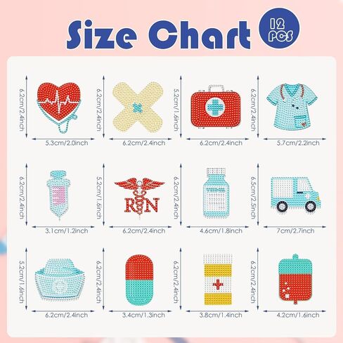 clothmile 12pcs Nurse Diamond Art Keychain Nurse Week Presents for Women 5d DIY Craft Nurses Day Diamond Key Chain for Nursing Student Practitioner Medical Presents in Saudi Arabia