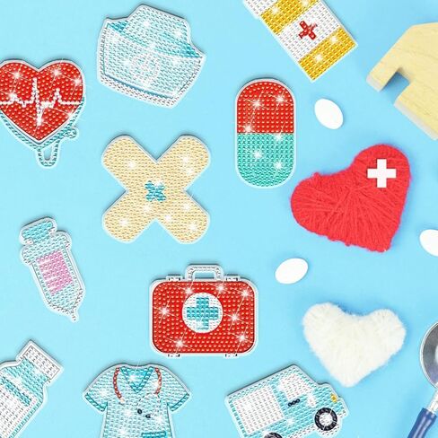 clothmile 12pcs Nurse Diamond Art Keychain Nurse Week Presents for Women 5d DIY Craft Nurses Day Diamond Key Chain for Nursing Student Practitioner Medical Presents in Saudi Arabia