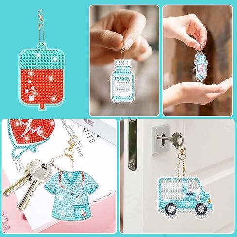 clothmile 12pcs Nurse Diamond Art Keychain Nurse Week Presents for Women 5d DIY Craft Nurses Day Diamond Key Chain for Nursing Student Practitioner Medical Presents in Saudi Arabia