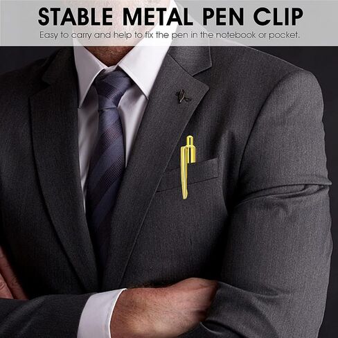 cobee Ultra Slim Gold Ballpoint Pens, 6 Pcs Click Retractable Ballpoint Pens 1.0mm Black Ink Medium Point Smooth Writing Pens Metallic Metal Pens for Wedding Business Office Supplies(Gold) in Saudi Arabia