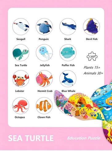 Pinu Jigsaw Buzzles للأطفال الذين تتراوح أعمارهم بين 3-5 ، 6-8 ، 8-10 ، أطفال ملونون ملونان على شكل حيوانات تعلم ألعاب تعليمية. in Kuwait