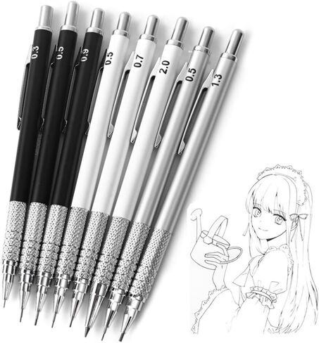 MROOFUL 0.3 0.5 0.7 0.9 1.3 2.0 pen set mechanical pencils with erasers on the end rechargeable 3 Tube Lead, Eraser Students Artist Writing, Sketch, Drawing (0.9 1.3 2.0, Silver) in Saudi Arabia