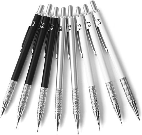 MROOFUL 0.3 0.5 0.7 0.9 1.3 2.0 pen set mechanical pencils with erasers on the end rechargeable 3 Tube Lead, Eraser Students Artist Writing, Sketch, Drawing (0.9 1.3 2.0, Silver) in Saudi Arabia