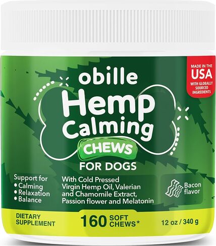 Hemp Calming for Dogs 160 Chews 12oz – Calming Chews for Dogs Anxiety Relief, Everyday Stress Relaxation – with Hemp Oil, Flax Seed Meal, Melatonin, Valerian and Chamomile Extract in Saudi Arabia