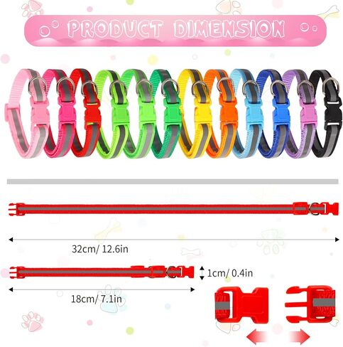 44Pcs Striped Dog Collar and Leash Set with Puppy ID Whelping Collars Quick Release Adjustable Dog Collar Hook and Buckle Colored Soft Nylon Puppy Collars Leashes for Litter Small Medium Dog in Saudi Arabia