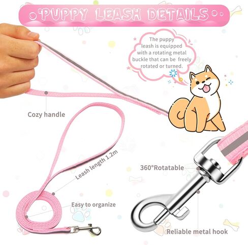 44Pcs Striped Dog Collar and Leash Set with Puppy ID Whelping Collars Quick Release Adjustable Dog Collar Hook and Buckle Colored Soft Nylon Puppy Collars Leashes for Litter Small Medium Dog in Saudi Arabia