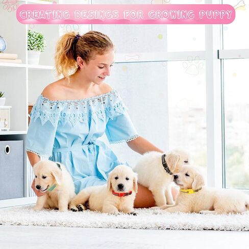44Pcs Striped Dog Collar and Leash Set with Puppy ID Whelping Collars Quick Release Adjustable Dog Collar Hook and Buckle Colored Soft Nylon Puppy Collars Leashes for Litter Small Medium Dog in Saudi Arabia
