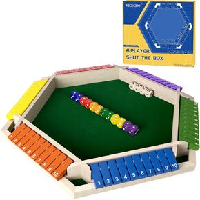 Nicecho 2-6 اللاعبون أغلقوا لعبة Dox Dice ، لعبة Math Table Wooden Board مع 16 نرد ، ألعاب كلاسيكيات على الطاولة للأطفال البالغين ، العائلة ، الفصل ، المنزل ، الحفلة أو الحانة