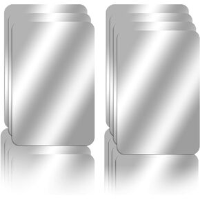 4Pcs School Shatter Proof Plastic Mirrors 8 x 8 Inch Self Adhesive Acrylic Mirror Small Flexible Mirror Sheets Wall Stickers Round Corners Double Sided Protective Film Supply for Classroom