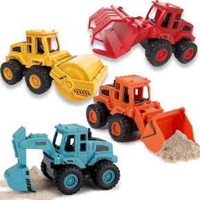 4PCS Construction Toys,Friction Powered Construction Truck Toys Vehicles,Mini Construction Vehicles Toys Sand Truck Toys,Bulldozer Excavator Roller Truck Toys Gift for Kids Boys Girls