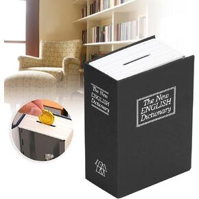 Home Cash Lock Box Fireproof Key Metal, Stainless Steel Mini Simulation Book Storage Box Money Cash Jewelry Security Lock Case With Keys