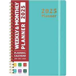 2025 Planner - Weekly and Monthly Planner Spiral Bound, Jan 2025 - Dec 2025, A5 Size (8.5" x 6.3"), Planner 2025 with Tabs, Inner Pocket, Perfect for Productivity & Planning-Azure