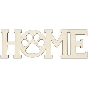 3pcs Home Paw Wood Sign Blank Wooden Dog Cat Paw Plaque Unfinished Wood DIY Crafts Cutouts Ornaments for Puppy Pet House Door Wall Decorative, 7.9x2.6 in