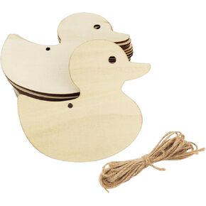 30 Pack 4 Inch Wood Duck Crafts Unfinished Wood Duck Cutouts Wooden Duck Hanging Ornaments DIY Duck Craft Gift Tags for Home Party Decoration Craft Project