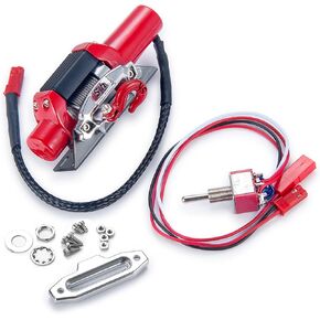 RC Car Winch 1/10 Scale Rc Model Vehicle Crawler Car Accessory Metal Simulation Winch with Remote Controller for TRX4 SCX10 D90 HSP Redcat 1/10 RC Crawler Car Upgrade Parts