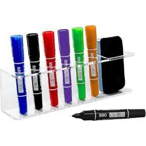 MyGift Whiteboard Supply Storage, 10-Slot Clear Acrylic Dry Erase Marker and Eraser Holder, Wall Mounted Office Accessories Organizer Storage Rack