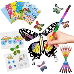 SANYIYIBA 18Pcs Flying Butterfly Craft Kit with Painting Brushes Coloring Books Paper Butterflies and Wind-Up Toys - DIY Gifts for Kids' Birthdays Parties and Outdoor Fun