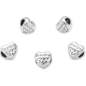 20pcs Best Mom Love Heart Bead Large Hole Loose Beads (4.5mm Hole) Antique Silver Metal Spacer for Earrings Bracelet Necklace Anklet DIY Jewelry Making MEC-B8