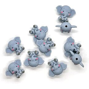 10PCS 3D Elephant Silicone Beads, Animal Shaped Silicone Focal Beads, Cute Silicone Beads for Keychain Making, Funny Loose Beads Bulk for Pens DIY Handmade Crafts Necklace Bracelet Lanyard