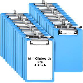 Qilery 24 Pcs Bulk Mini Clipboards with Pen Holder Clip A5 Memo Clipboard 6x9 Small Plastic Clip Boards for School Office Restaurant Cafe Hotel Shopping List, Pen Not Included(White)
