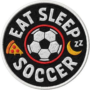 Eat Sleep Soccer Patch Embroidered Iron on Patches for Clothes Backpacks Bags Jeans Jackets Size 3" ID45095