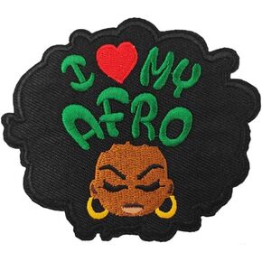 Cute-Patch BLM I Love My Afro Girl Iron on Patch, Black Girl Magic, Black Princess Applique