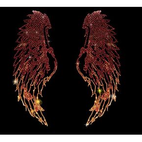 Rhinestop Red Fire Angel Wings Iron-on Rhinestone Design