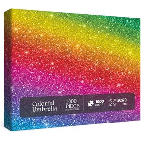 Colorful Puzzles 1000 Piece Puzzle for Adults, Shiny Rainbow Jigsaw Puzzles Beautiful Glitter Art Puzzle, Funny Sparkle Twinkle Puzzle Blingbling As Home Decor