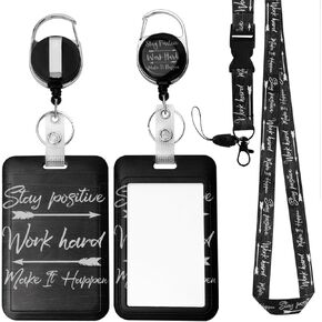 I’m Fine It’s Fine Everything is Fine Cat Badge Holder with Lanyard and Retractable Reel Clip, Funny Work ID Card Name Tag Protector for Nurse Office Student Teacher