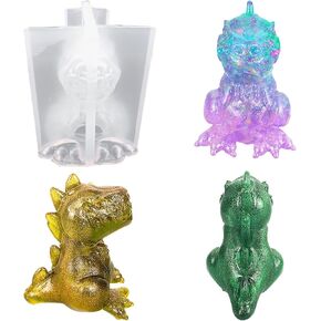 Dinosaur Epoxy Resin Mold, Animal Epoxy Molds 3D Cartoon Ornament,Silicone Casting Mould for DIY Candle Soap Pendant Crafts Home Office Decor