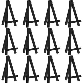 Chuangdi 12 Pieces Black Mini Wood Display Easel, Holder for Small Canvases, Cards, Photos, Notices, etc.(5 Inch)