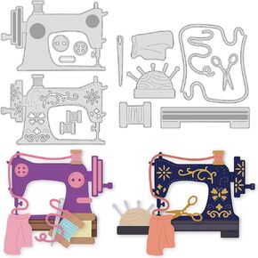 BENECREAT 2 Styles Old Sewing Machine Die Cut Metal Paper Cutting Dies Stencils, Sewing Tools Metal Embossing Stencils Template for Paper Card Making DIY Scrapbooking Album Craft Decor