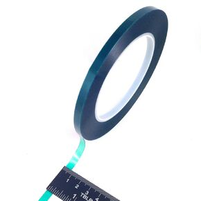 1/4" Wide High Temp Masking Tape for Powder Coating, Custom Painting, Hydrodip, Sublimation - Green Polyester Silicone Adhesive
